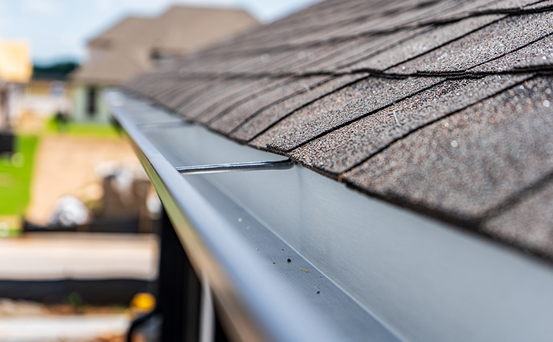Close up of gutters on a residential home.