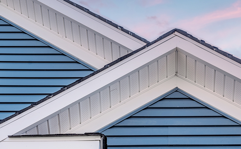 Close up of frieze boards on a residential home.
