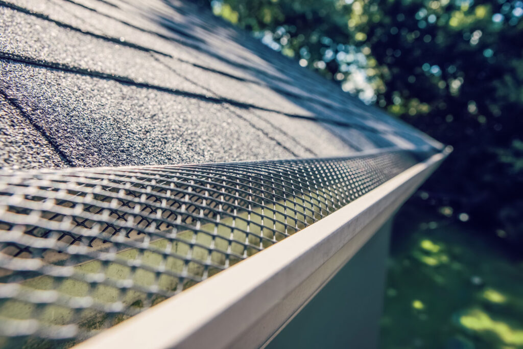 Close up of residential gutter protection.