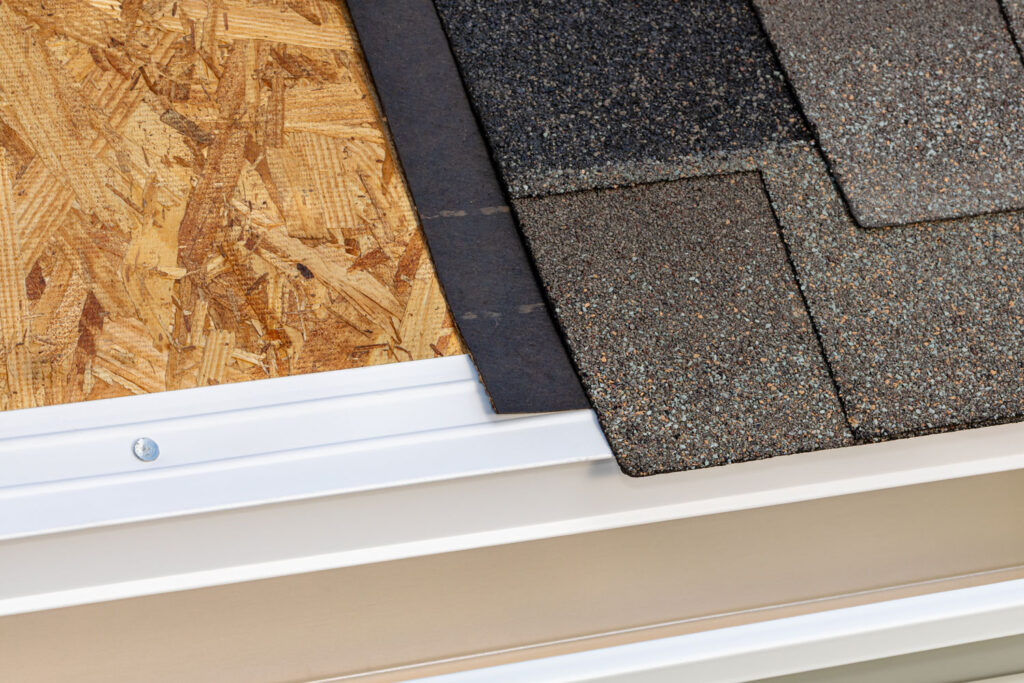 Close up of roof shingles.