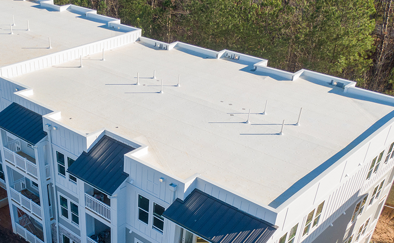 Top of apartment building roof.
