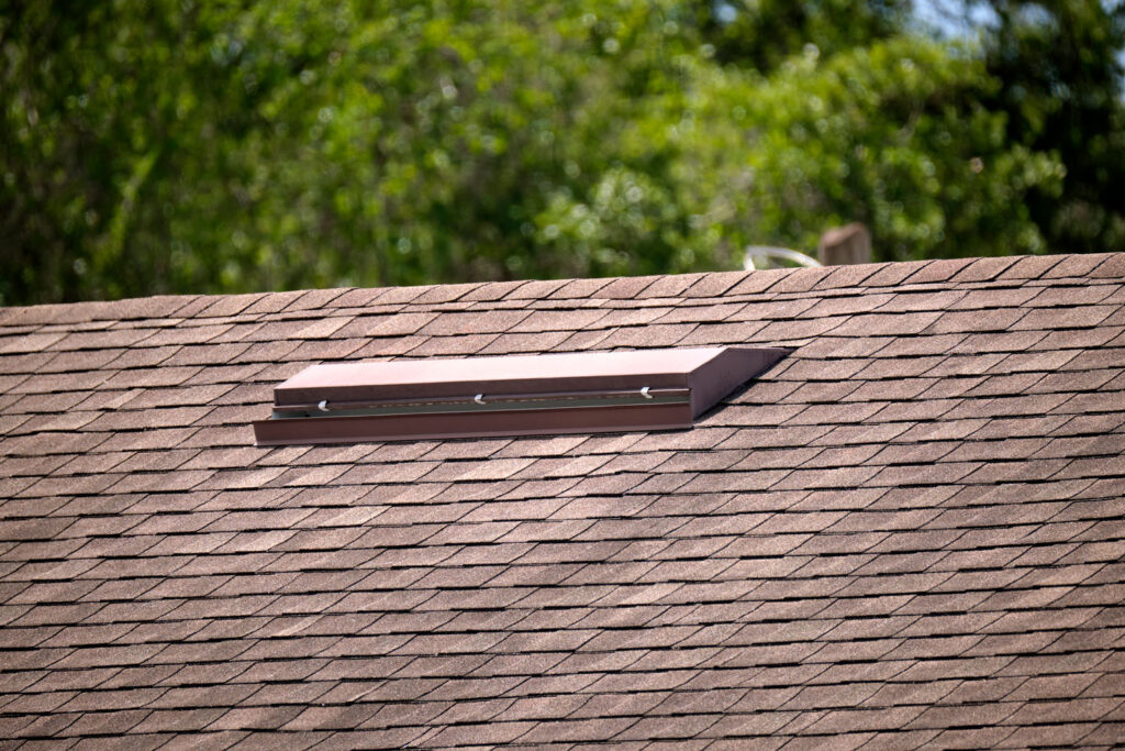 Close up of a residential roof top.