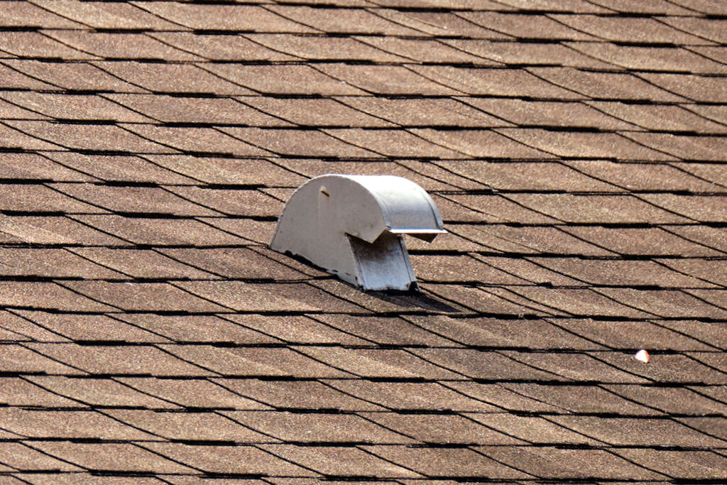 Close up of a residential roof top.